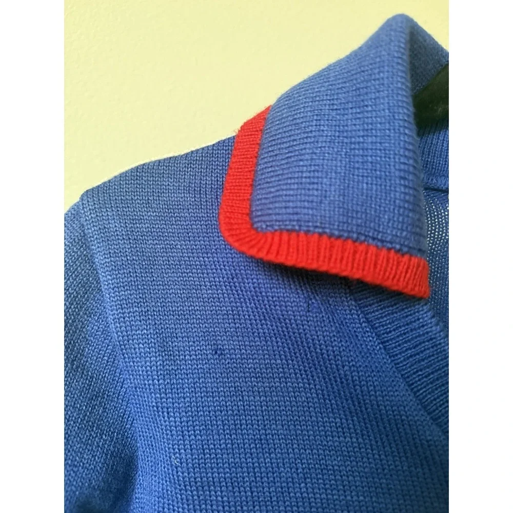 Vintage Cougars Cheerleader Sweater Blue White V-Neck Knit C Clifton SZ XS/S 60s - Picture 5 of 5